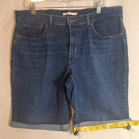 Levi's Blue‎ Bermuda Shorts Cotton Blend Size 33 Zip Solid Denim Women's - Picture 11 of 12